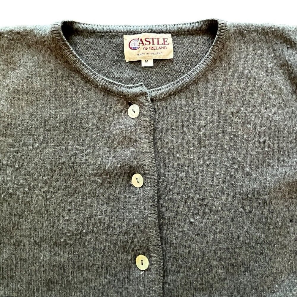 Castle of Ireland Womens Cardigan Sweater Merino Wool Angora Medium Vtg Flaws - Picture 3 of 16